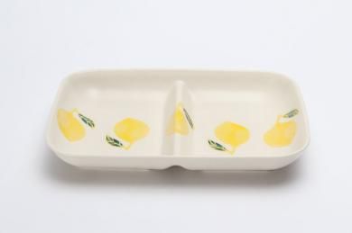 ☆菊祥陶器　フレッシュアート角仕切皿　レモン