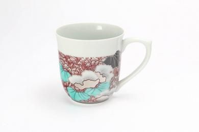 ★十四代今右衛門作　墨色墨はじき芙蓉文碗(マグ)