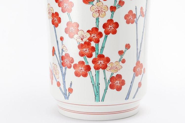 十五代柿右ェ門作 濁手 梅花文花器