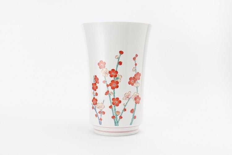 十五代柿右ェ門作 濁手 梅花文花器