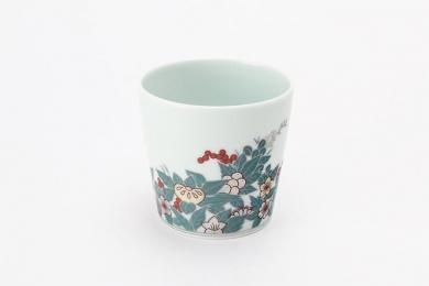 ★十四代今右衛門作　色絵墨色墨はじき四季花文杯