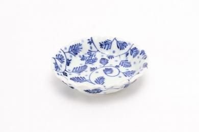 ☆伯父山窯　染付菊　菊丸手塩皿