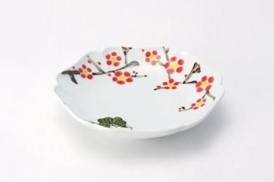 ★【20％OFF】アウトレット　徳七窯　染錦松梅文木甲和皿