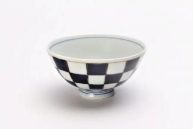 ★【50％OFF】アウトレット　楽々シリーズ　染付市松　ミニ茶碗