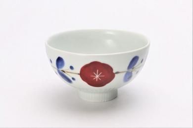 ★【20％OFF】アウトレット　皓洋窯　錦サビ花つなぎ　しのぎ飯碗(小)