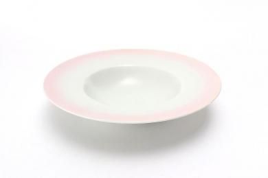 ★【20％OFF】アウトレット　白マットピンク吹　広渕皿