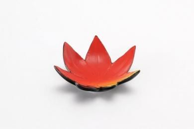 ☆北川美宣窯　外黒釉内赤黄吹紅葉珍味