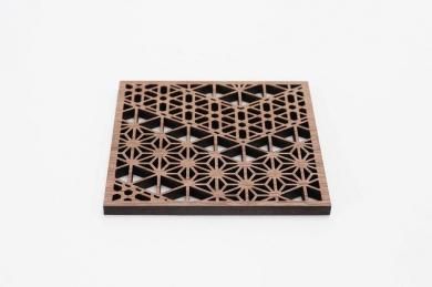 □木製　帯紋　正角コースター