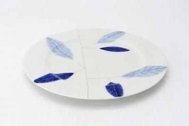 ★【20％OFF】アウトレット　一峰窯　葉　リムプレート(L)