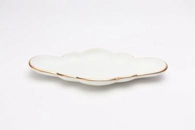 ★【20％OFF】アウトレット　瑞峯窯　ホワイトマット渕金雲形前菜皿
