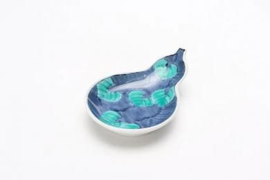 ★【20％OFF】アウトレット　徳七窯　葉(緑)　ひさご皿
