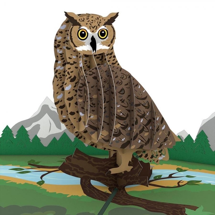 Horned Owl 3D card<br>ե