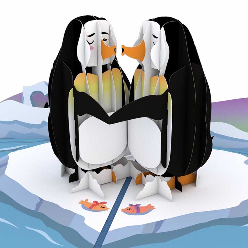 Penguins in Love 3D card<br>Υڥ󥮥