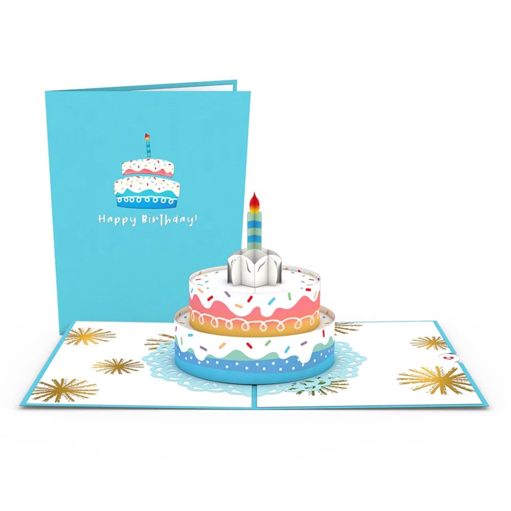 Rainbow Birthday Cake 3D card<br>レインボー バースデイ ケーキ