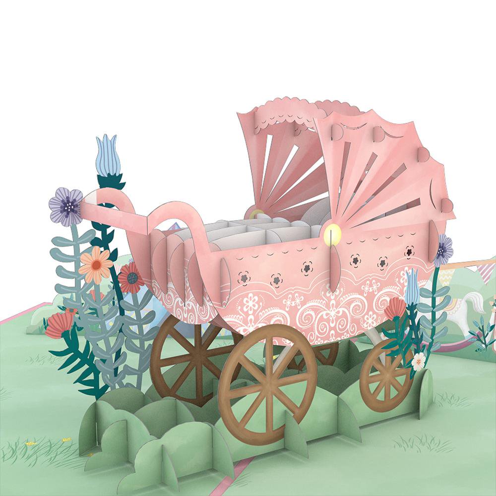 Pink Baby Carriage 3D card<br>ԥ󥯤Υ٥ӡ