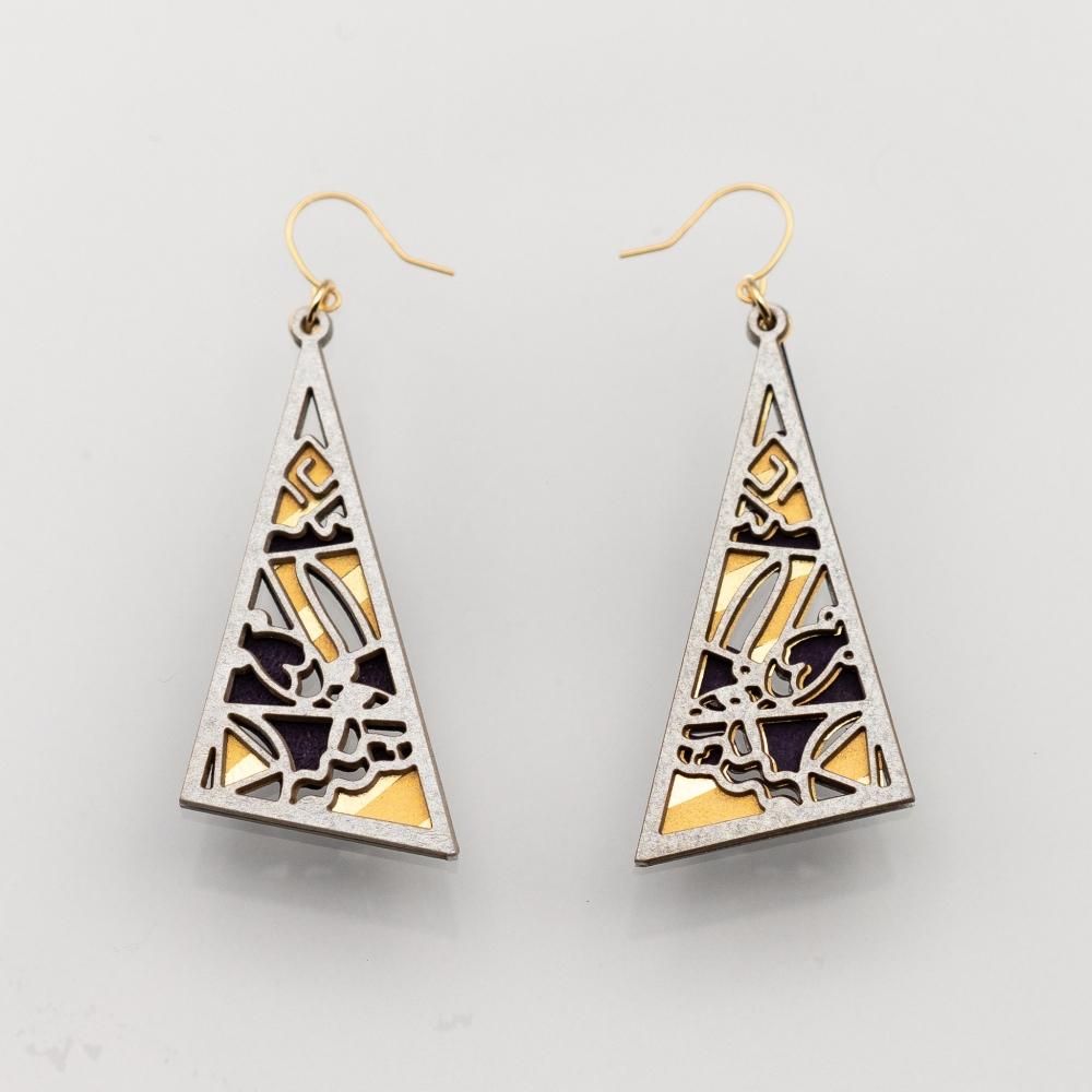 紙の耳飾り karupi 『Pyramid』 Silver 古代エジプト展限定デザイン