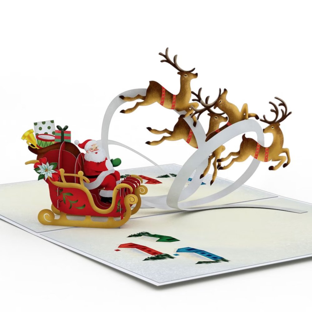 Santa Sleigh and Reindeer 3D card<br>˾ä󥿤