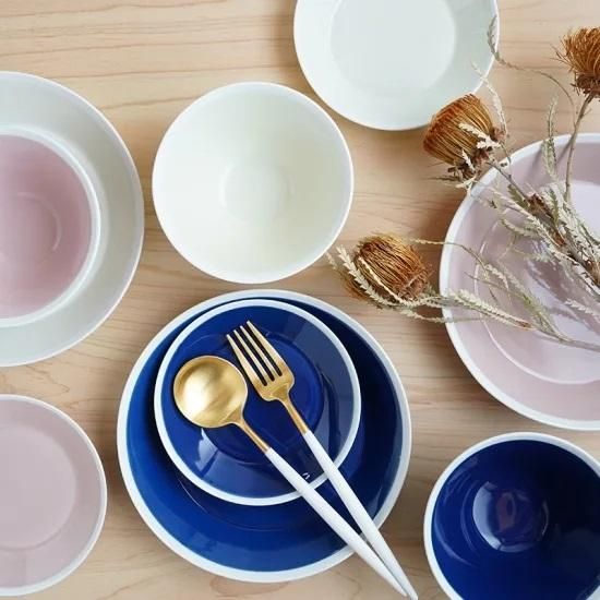 white line -ホワイトライン-｜14cm 皿 (ピンク) - 波佐見焼／有田焼の