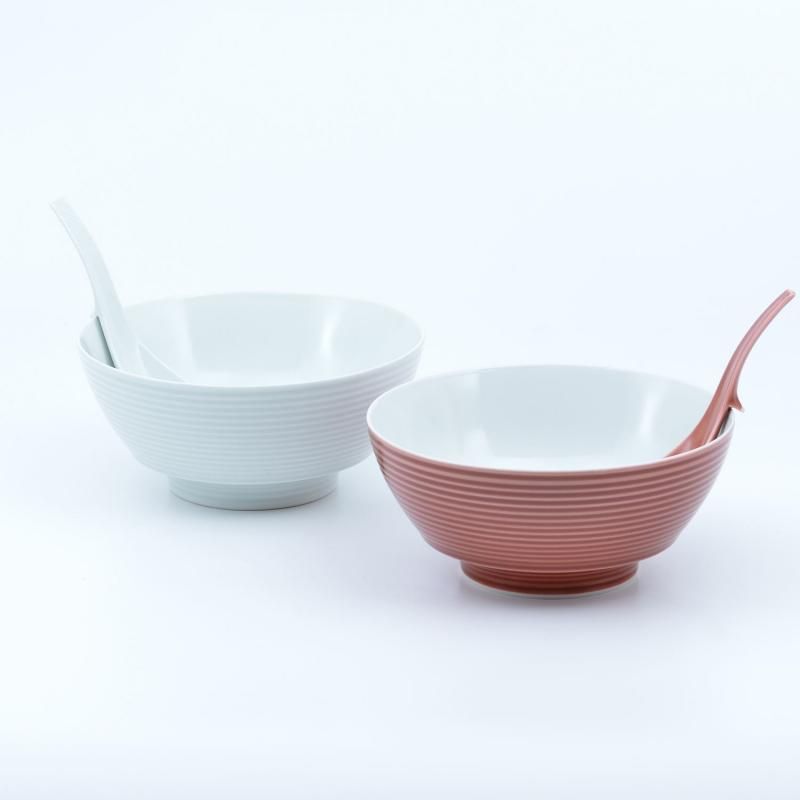 ずんどう屋 ラーメン鉢 紅白 ラー麺 鉢 レンゲ 箸 セット 木箱