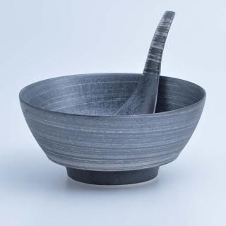 有田焼【究極のラーメン鉢】ペアセット　 金彩・プラチナ、レンゲ付き 夕富士 | 究極のラーメン鉢レンゲセット - 有田焼のまるぶん