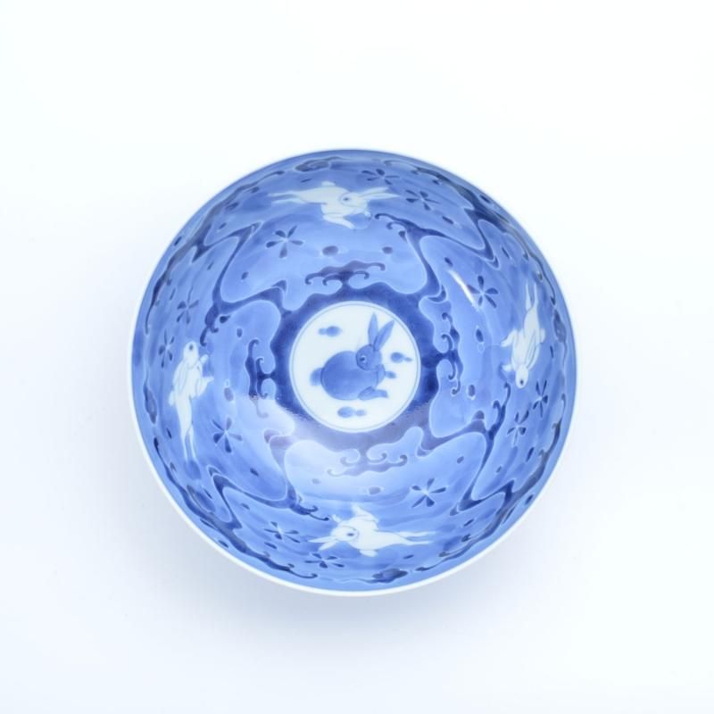 墨弾き波兎 | ラーメン鉢レンゲセット - 有田焼のまるぶんオンライン