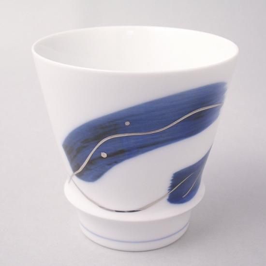 中古 陶器製 焼酎グラス？ 清水焼？ お湯わり焼酎ぐらす（藍・金箔） 42130TS-G-WSHB / 東洋佐々木