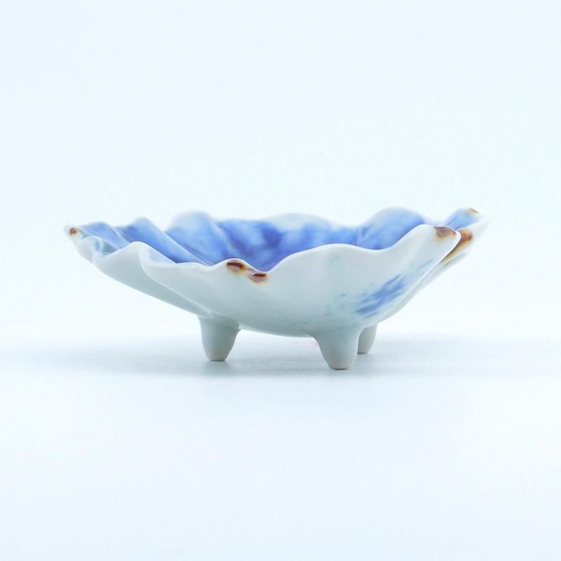 有田焼　福泉窯 つわぶき青色 磁器皿 葉型 約18cm 43eaa79b975ee56ca389ee3cbc8aa2