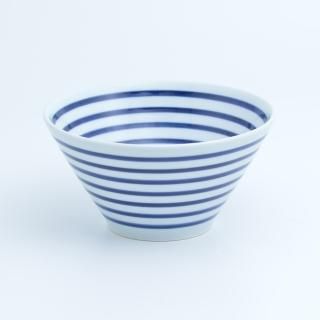 輪線飯碗(青) | 鮮やかなデザイン - 有田焼のまるぶんオンラインストア