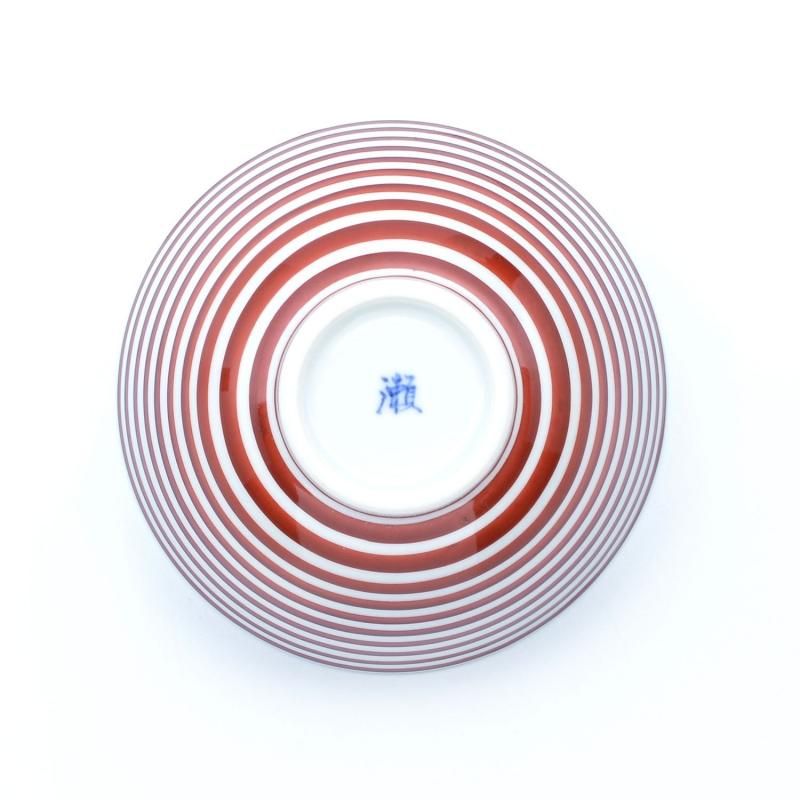紅粉線文 皿 輪線 飯碗(赤) | 魅力的な磁器の器 - 有田焼のまるぶん