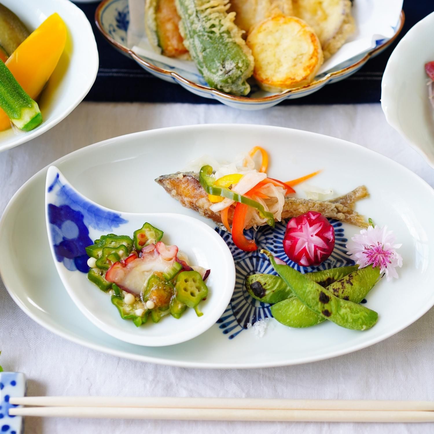 新品 有田焼 福泉窯 楕円形大皿 テーブルコーディネート 新生活 新品 有田焼 福泉窯 楕円形大皿 新生活 節句 テーブル