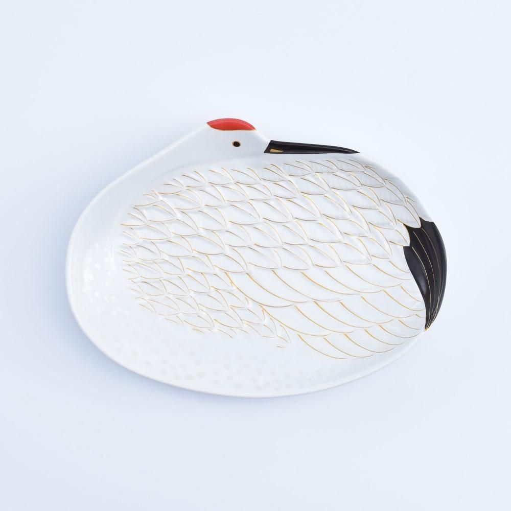 豆蓋物 亀 鶴 白マット金 9cm 有田焼 原重製陶所 瑞峯窯
