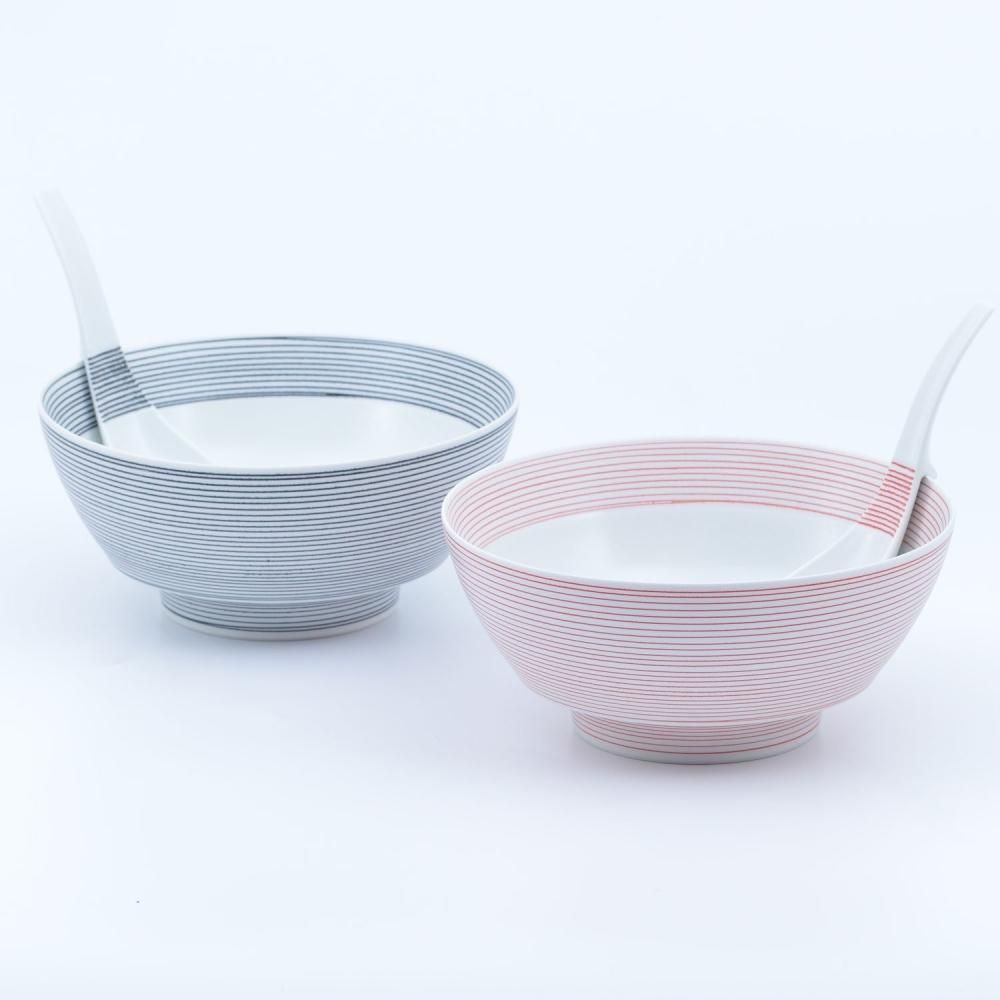 定番の中古商品 黒・赤呉須象嵌のラーメン鉢 有田焼のまるぶん - ペアギフト | 食器