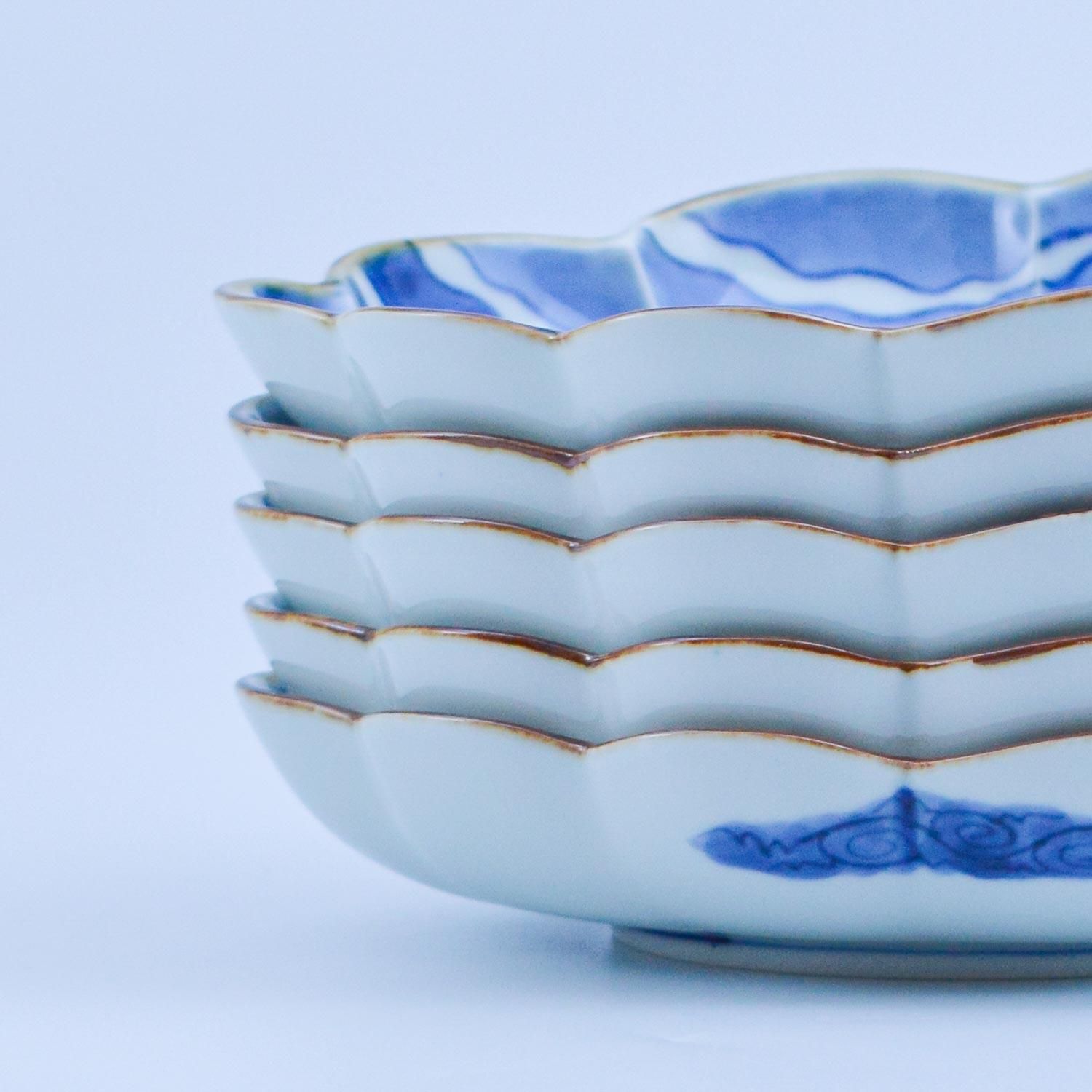 【新品】【有田焼】カラフル模様の浅い皿　５個セット 新品】【有田焼】カラフル模様の浅い皿 5個セット 新品