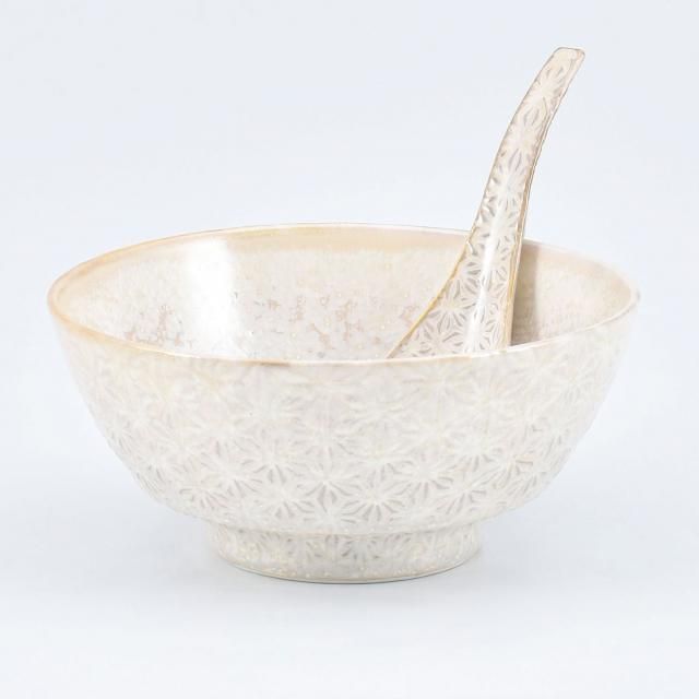 有田焼【究極のラーメン鉢】ペアセット　 金彩・プラチナ、レンゲ付き 白磁プラチナ巻|ラーメン鉢レンゲセット - 有田焼のまるぶん