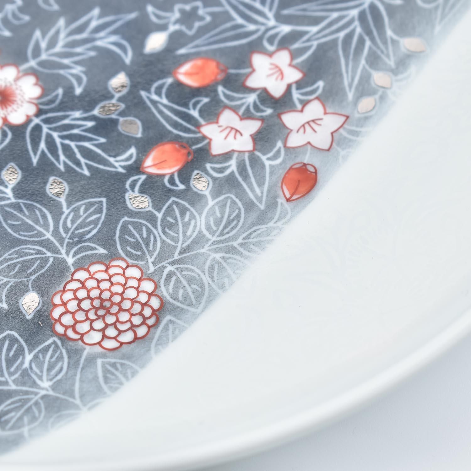 色絵花文平皿(尺皿) 未使用 新品同様 色絵花文平皿(尺皿) 未使用 新品同様