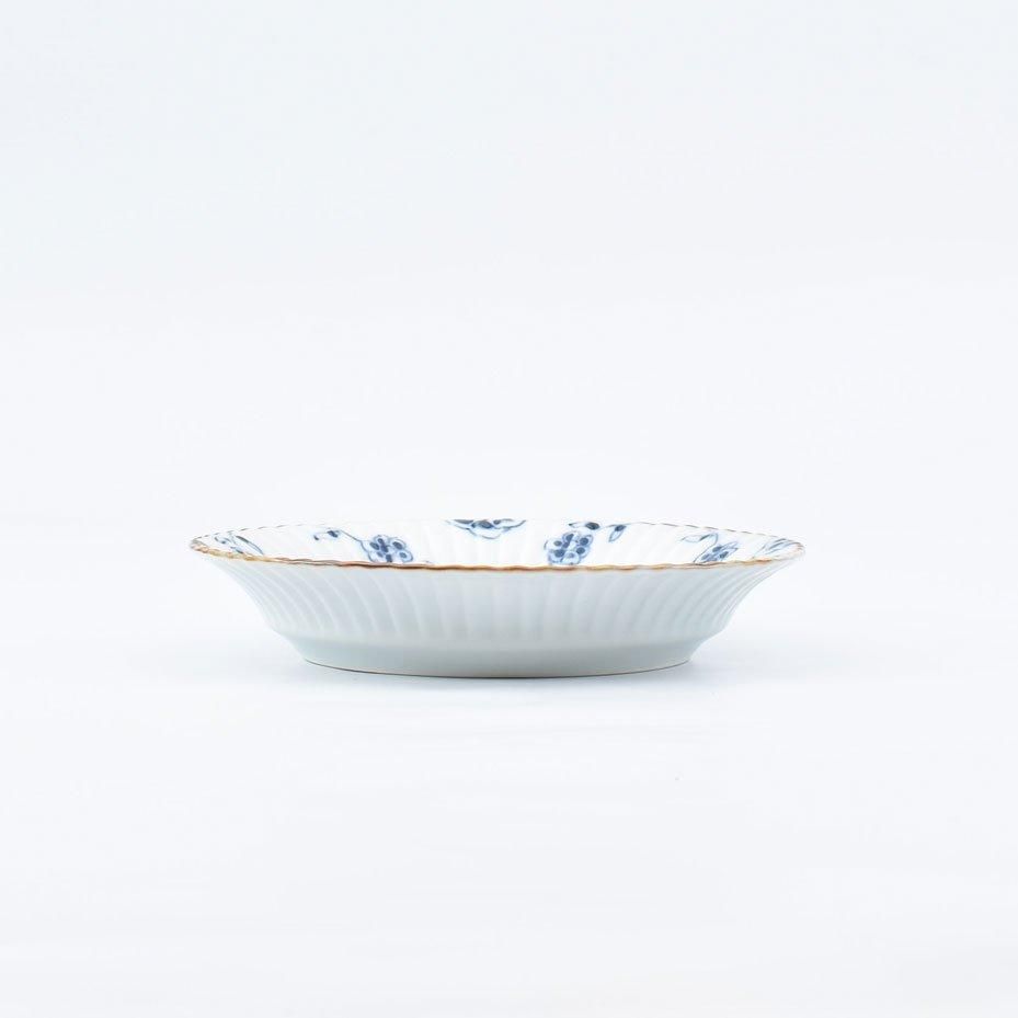 清 唐草花蝶紋大皿 来歴有 伝世品焼物 虫食い 青花 呉須 ウブ