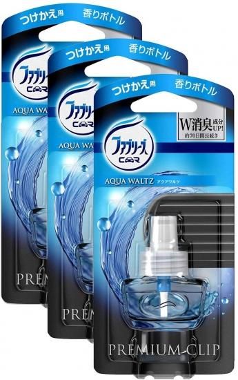 ファブリーズ 消臭芳香剤 W消臭 車用 クリップ型 プレミアムクリップ アクアワルツ つけかえ用 7ml 3個 はまっこぷらざ