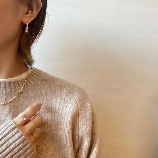 k10 double pearl ring / white - J_Products