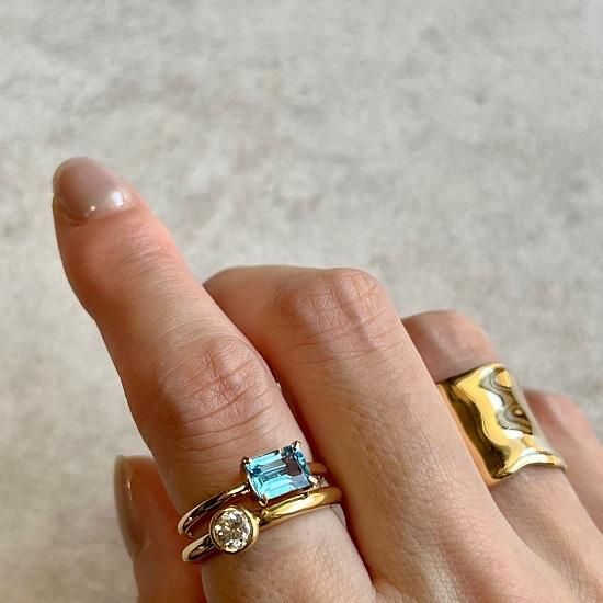 限定品】K18 square ring ブルートパーズ - J_Products