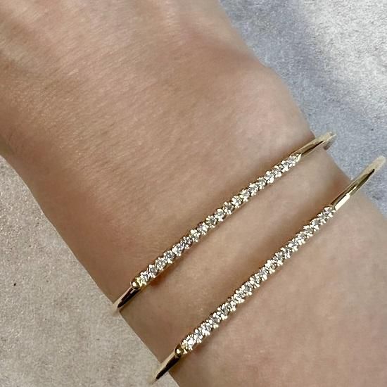K18 / PT900 diamond line bangle - J_Products K18 / PT900 diamond line bangle - J_Products