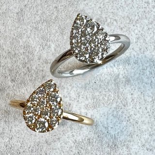  teardrop diamond pave ring L (K18YG/ PT900/ K18PG)