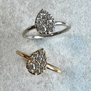  teardrop diamond pave ring S (K18YG/ PT900 /K18PG)