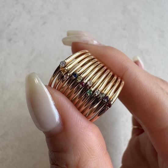K10/K18 melty ring SSS birthstone - J_Products