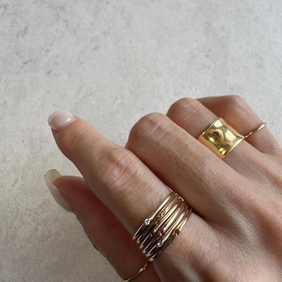 K10/K18 melty ring SSS birthstone - J_Products