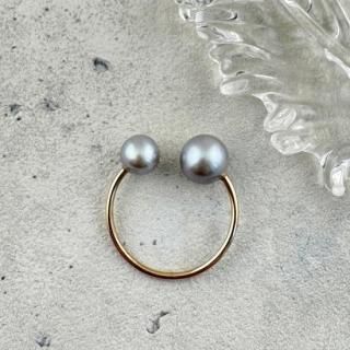 ڸʡk10 double pearl ring / gray