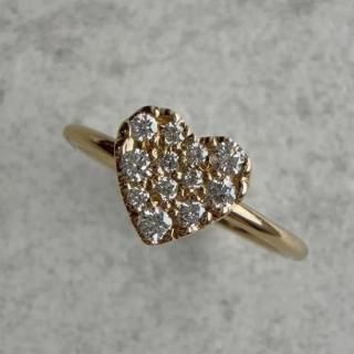  K18 heart diamond pave ring