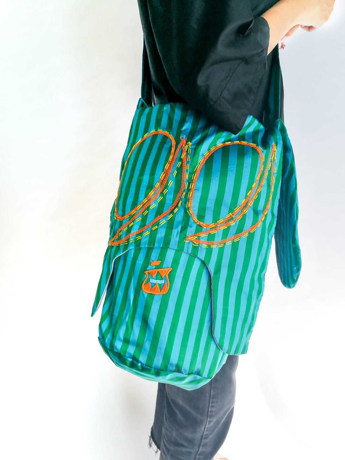 skoloct バッグ Skoloct Bag (hand stitch) / green × blue - ari ｜オンライン