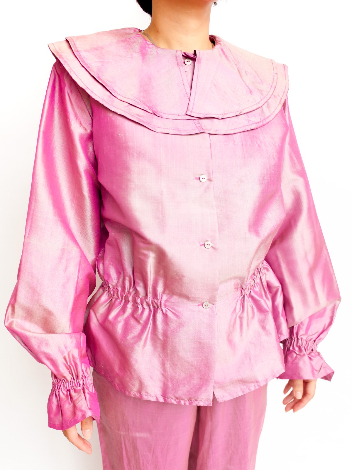 Double Collar Blouse / moss pink