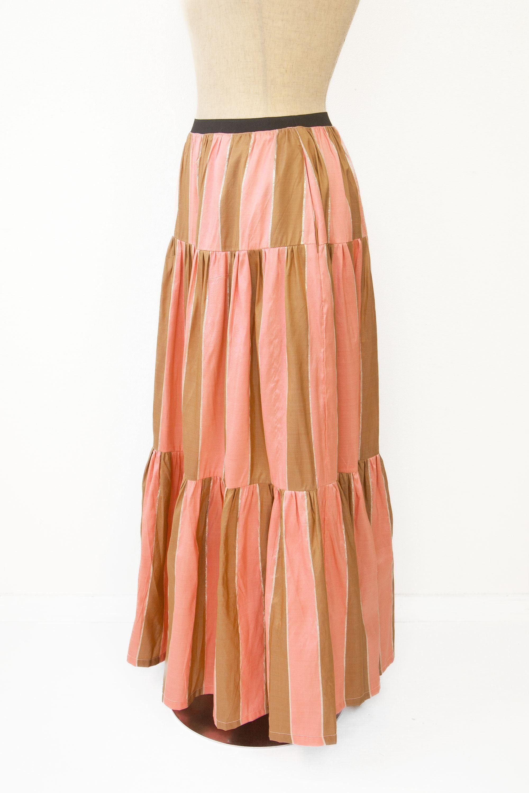 Tiered Skirt / pink  beige