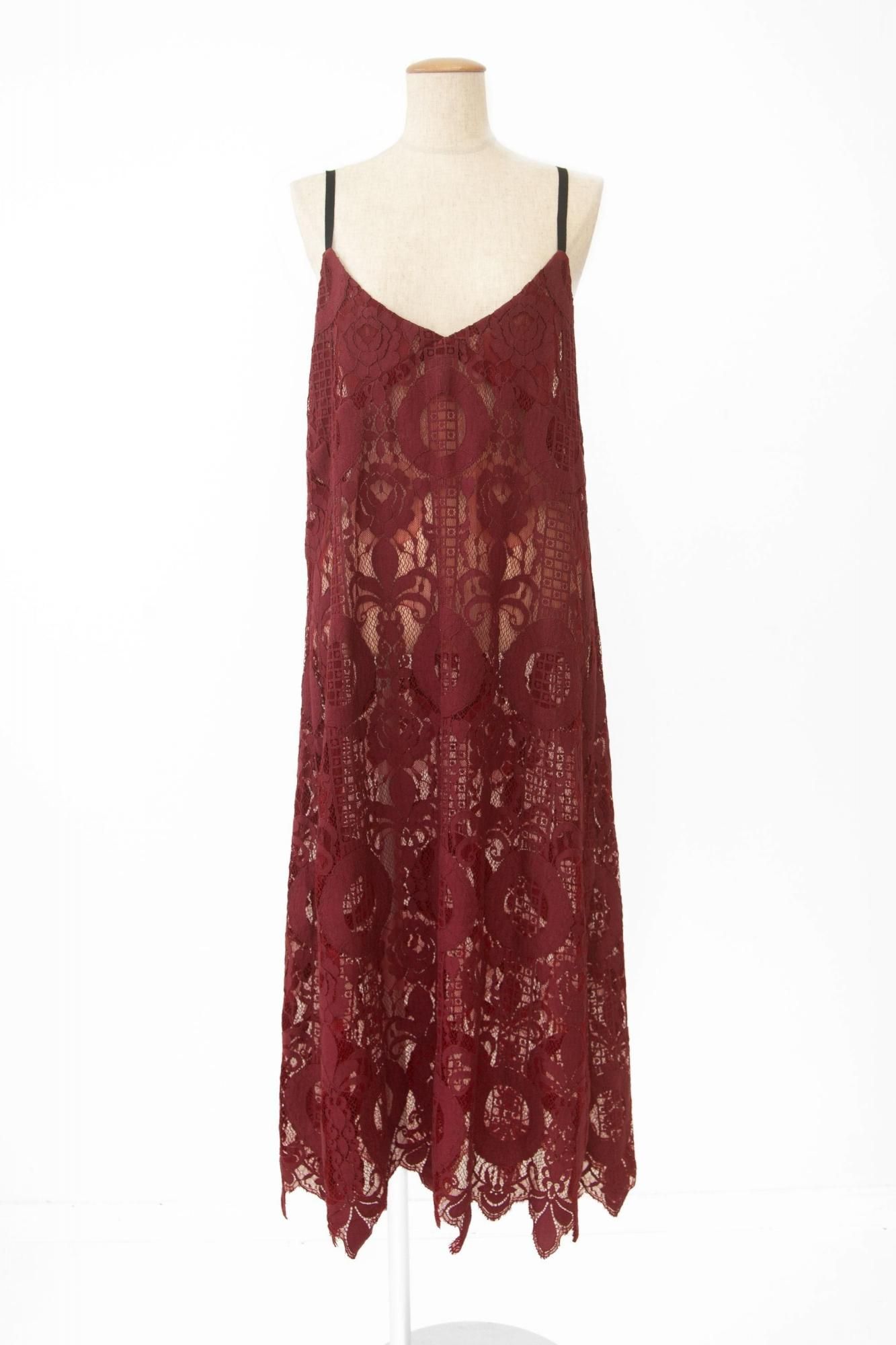 Hazy Slip Dress / wine lace